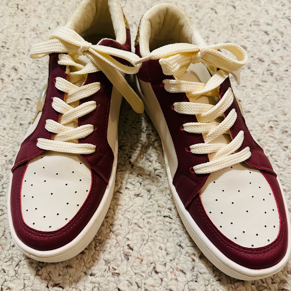 Stylish MKS Maroon and White Sneakers